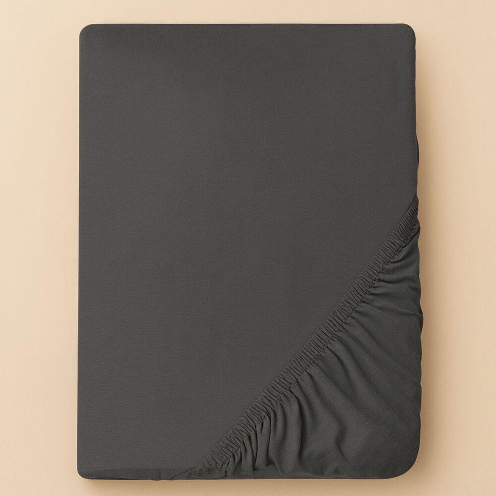 Простирадло трикотажне 180/200х200х35 см на гумці IDEIA, еластичне, трикотаж, бавовна т/сіра, фото 1