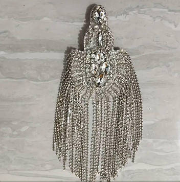 Еполети стразовые, колір Silver №15 1 пара