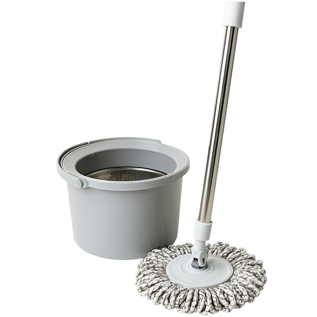 Набір для вологого прибирання з круглою телескопічною шваброю з мікрофібри та відром із віджимом для дому HP-35015-21, фото 1