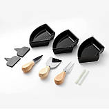 Дошка для сиру і закусок бамбукова кругла з ножами, дерев'яна менажниця діаметр 33 см колір чорний, фото 6