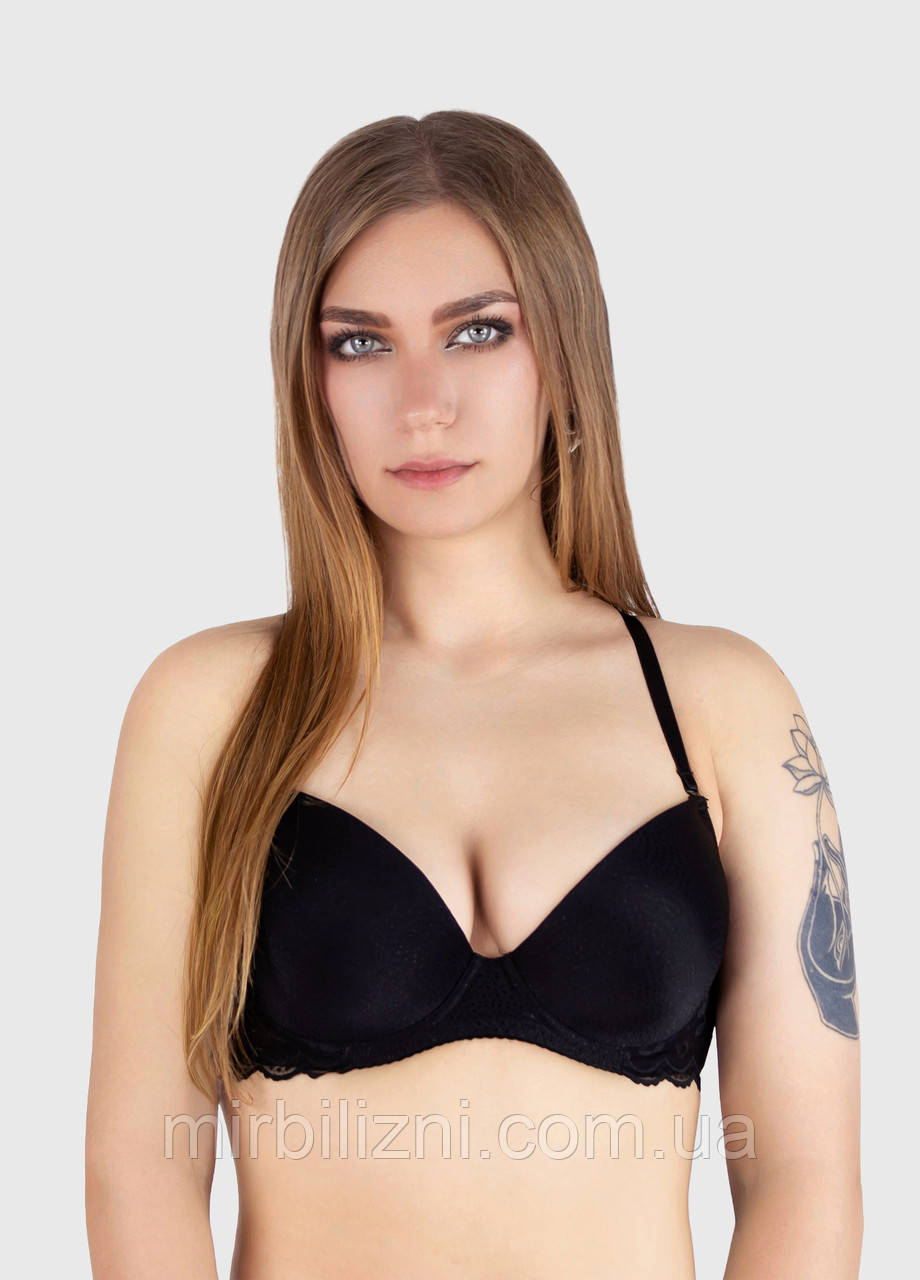 Бюстгальтер Acousma чорний, арт.6574 (ущільнена чашка, класичний, на кісточках)