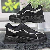 Кросівки жіночі Lilin чорні еко-шкіра на об'ємній підошві демісезонні 8141, фото 2