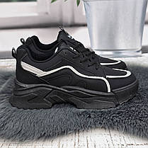 Кросівки жіночі Lilin чорні еко-шкіра на об'ємній підошві демісезонні 8141, фото 4