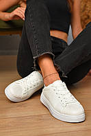 Кросівки жіночі білого кольору на шнурівці 205772M