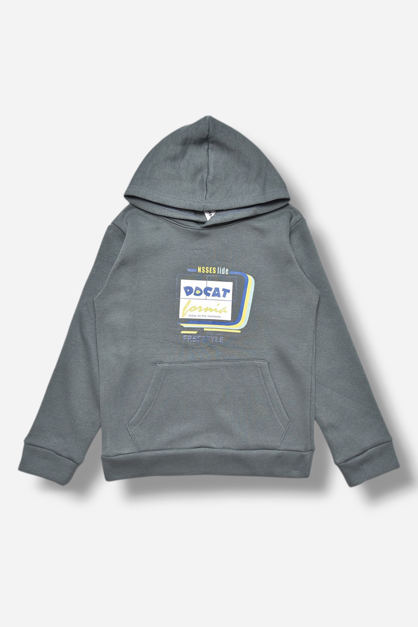 Світшот дитячий для хлопчика на флісі темно-сірого кольору 205987M, фото 1