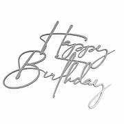Дзеркальний срібний топер Happy Birthday, пластик 1 мм, 11×9 см, сучасний дизайн, торцевий