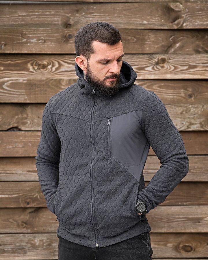 Тактична флісовка KM URBAN Grey ПП8056 — фліс із підкладкою та вставками