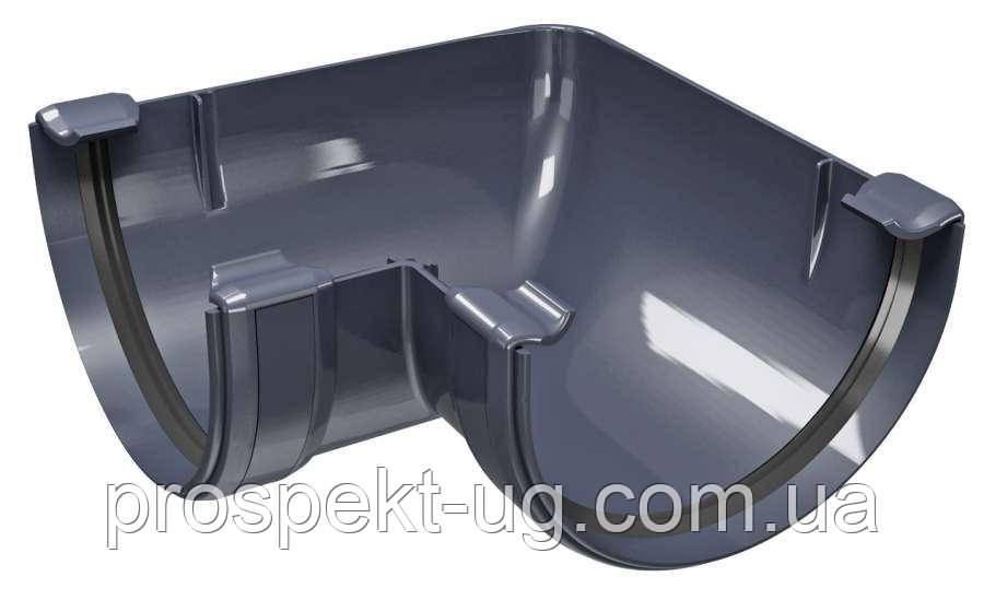 Кут ринви водостічної пластиковий 90° Regenau 125 графіт, фото 1