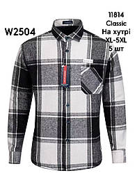 Флісова сорочка Ovento в клітку на хутрі, комір mod 2504