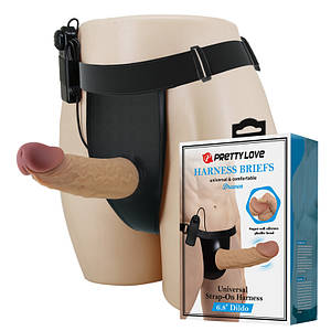 Вібрострапон порожнистий чоловічий Pretty Love Draven реалістичний, з провідним пультом, 17.5 х 3.7 см