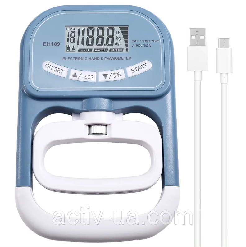 Динамометр кистьовий цифровий KAMRY EH109 до 180кг із вбудованим акумулятором, пам'яттю на 19 користувачів, фото 1