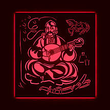 Панно декоративне картина на стіну козак Мамай LED підсвітка 16 кольорів пульт 500х530 acr-p000270, фото 4