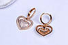 Сережки жіночі серце, ошатні жіночі кульчики позолота, фото 5