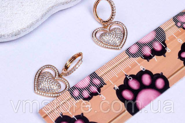 Сережки жіночі серце позолота