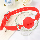 Червоний кляп з отворами для повітря, Сиконовий кляп для ігор БДСМ, Садо мазо аксесуари, Інтимні іграшки, фото 3