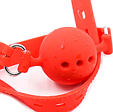 Червоний кляп з отворами для повітря, Сиконовий кляп для ігор БДСМ, Садо мазо аксесуари, Інтимні іграшки, фото 5