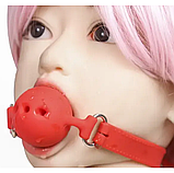 Червоний кляп з отворами для повітря, Сиконовий кляп для ігор БДСМ, Садо мазо аксесуари, Інтимні іграшки, фото 6