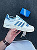 Чоловічі кросівки Adidas Rivalry low White Blue Білі Взуття Адідас Ривели Лов замша шкіра на липучці демісезон, фото 7