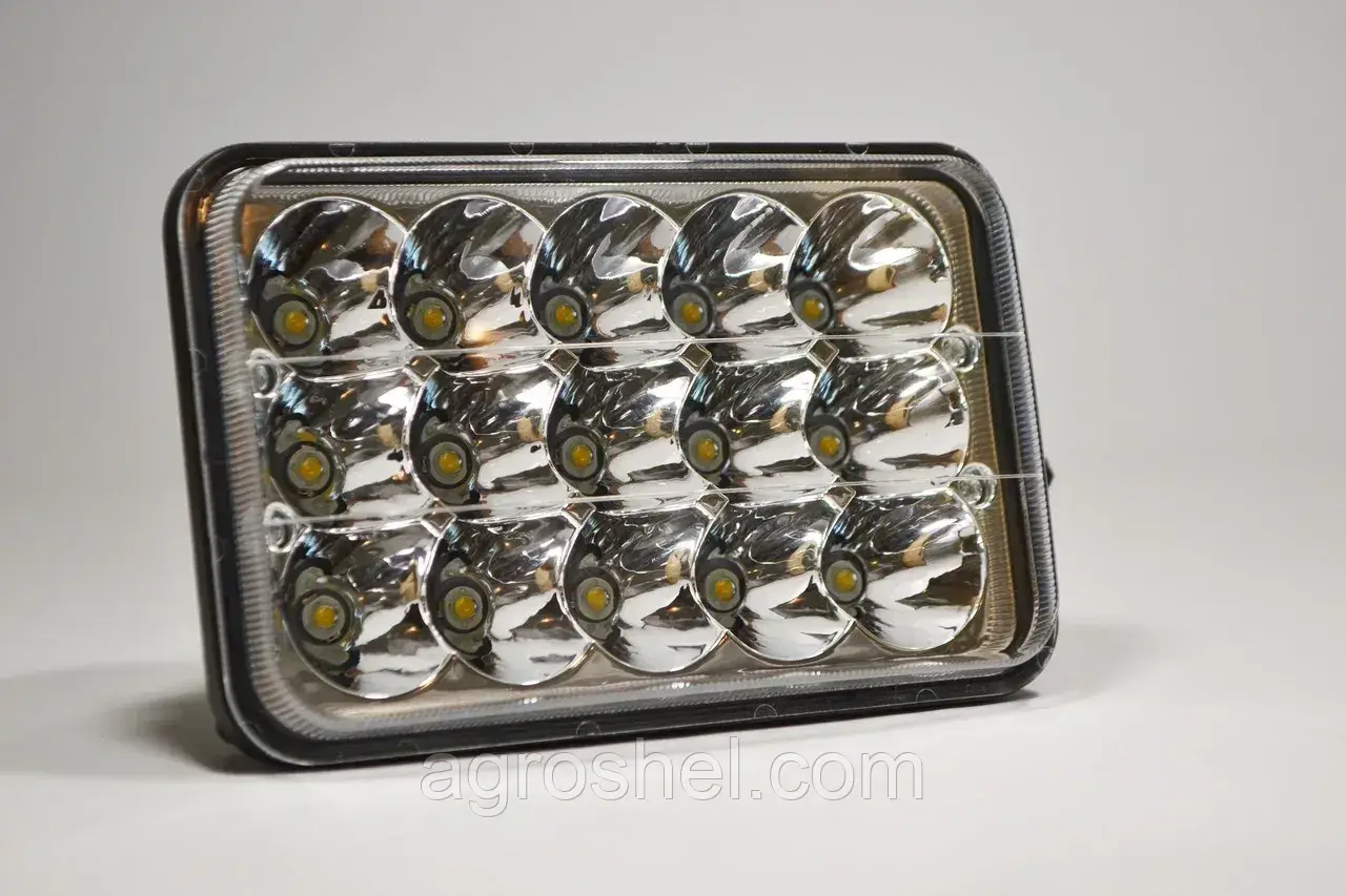 Світлодіодна LED фара ближній+дальний 45Вт 15ламп прямокутна (на 2 режими), фото 1