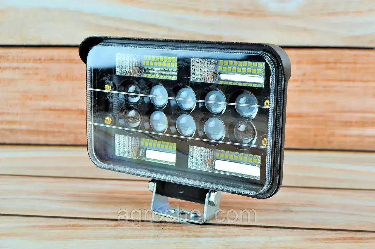 Фара LED прямокутна 138W 6000K (46 діодів) (17 см х 11см х 6см) (ближній + дальній), фото 1