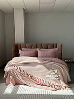 Maison Dor Paris Emeline вафельное покрывало жатка с бахромой розовое 240х260