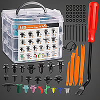 Комплект кліпс для автомобіля + набір для зняття кліпс для обшивки авто стелі / дверей / салону кліпси для авто 725 шт