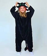 Кигуруми дракон Беззубик без крыльев черный пижама для детей на молнии