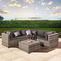 Кутовий диван із ротанга, столик