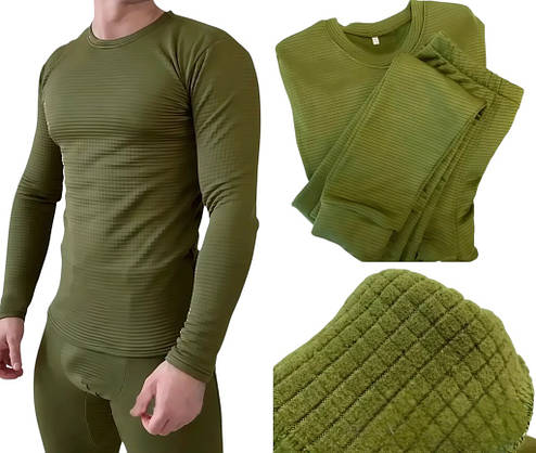 Уставна термобілизна ЗСУ, олива — фліс, комплект (лонгслів + кальсони). Усе разом., фото 1