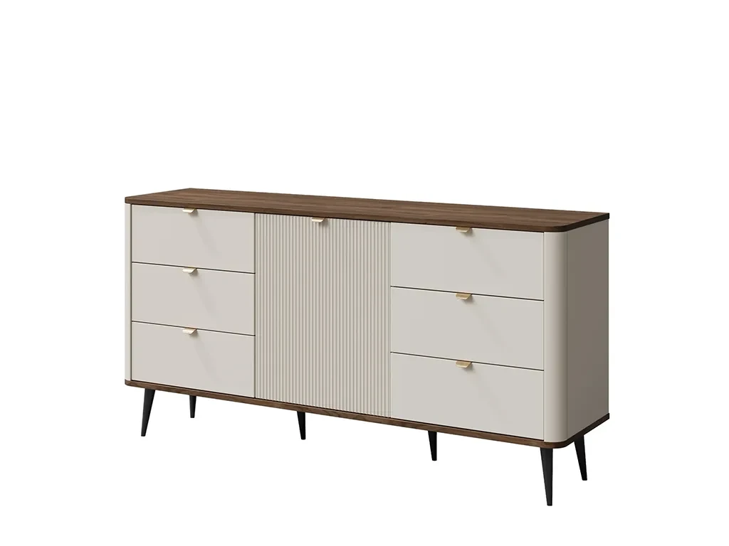 Широкий комод Marly 9 6S1D, кашемір/ горіх, фото 1