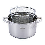 Каструля-фритюрниця 6,5 л із сіткою для фритюру Kamille KM-5625S з неіржавкої сталі, фото 2