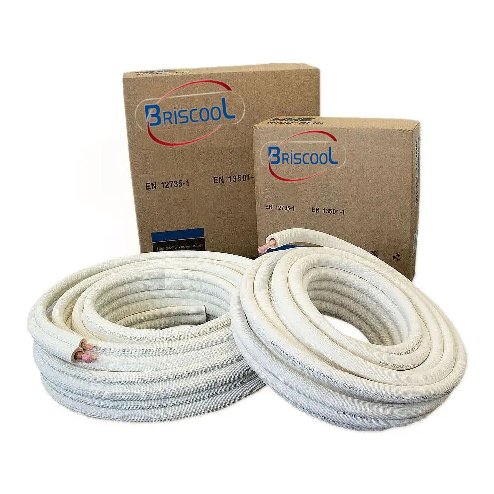 Мідна труба в ізоляції спарена 1/4" + 3/8" WHITE PE 9mm BRISCOOL Біла, Ізоляція 9 мм, Туреччина, фото 1