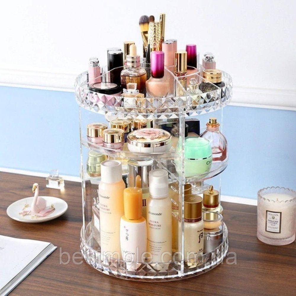 Органайзер для косметики, акрил, 360° обертання, CX-288 / Косметичний органайзер / Настільний органайзер, фото 1