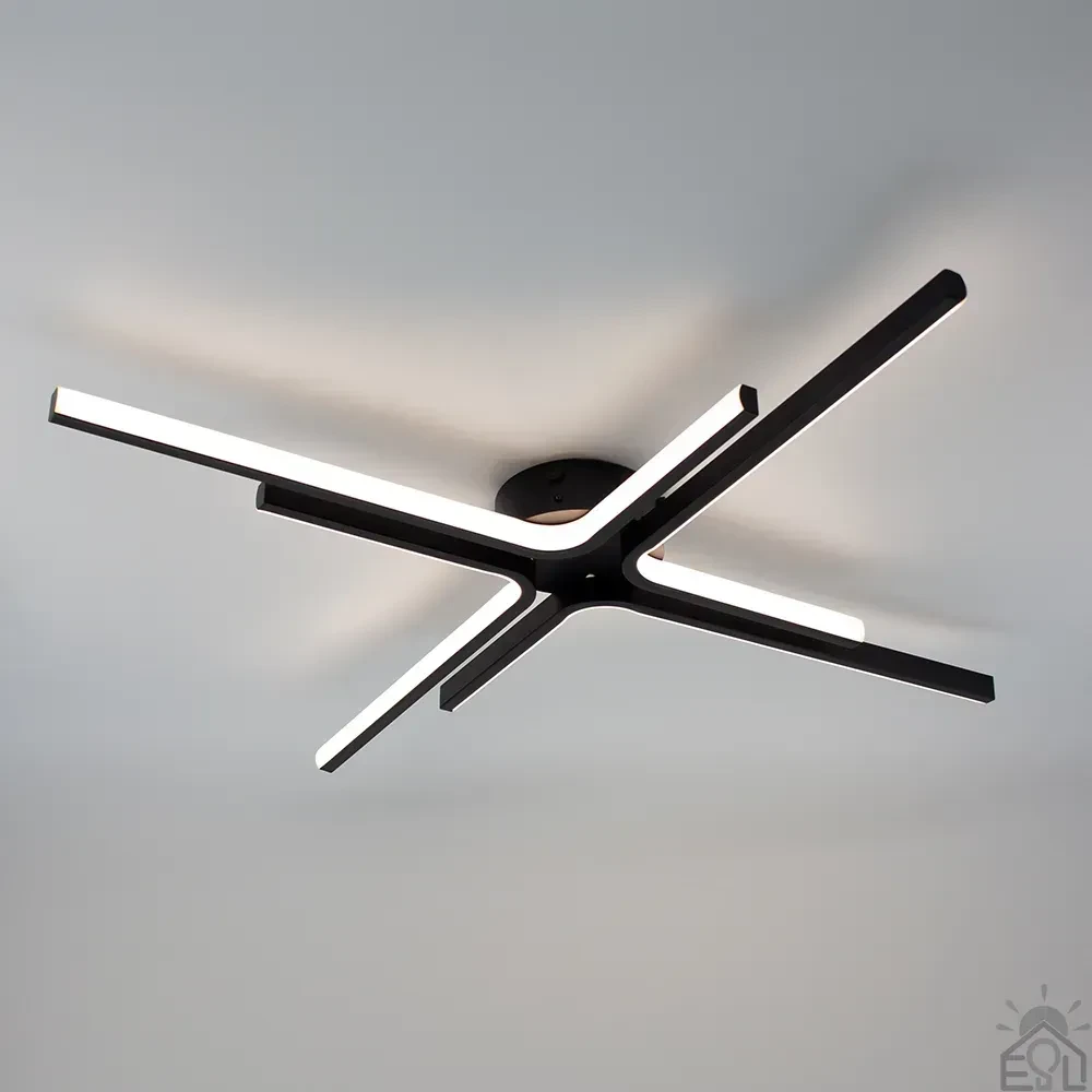 Світлодіодна LED люстра ESTA 70 Вт 4Lт BLACK Esllse 6500К 5500Лм з пультом та додатком для смартфона 770x60 мм, фото 1