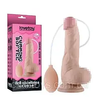 Пісяючий фалоімітатор з яєчками на присоску Soft Ejaculation Cock With Ball 7 "