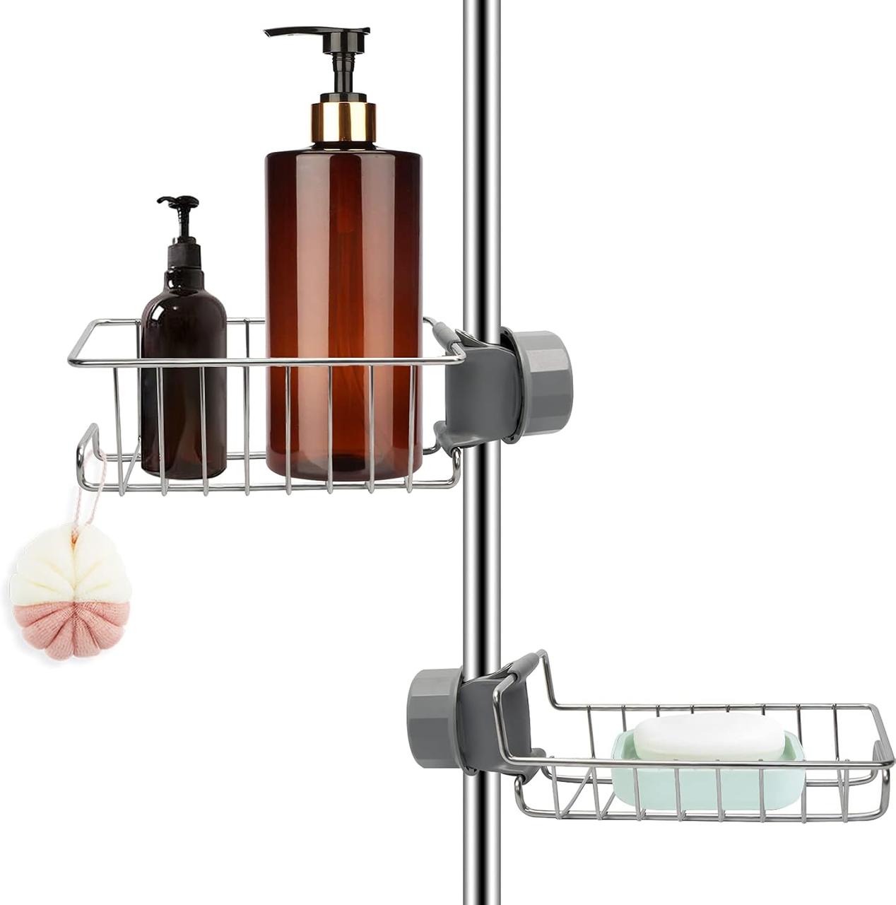 Тримач для шампуню і мила, для душової штанги 18–27 мм, антикорозійний, 2 шт., фото 1