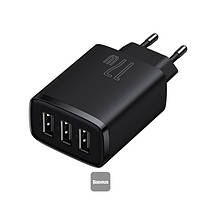 Адаптер мережевий Baseus Compact Charger 3U 17W EU 3USB QC 3.4A (CCXJ020102) (CCXJ020101) black, фото 3