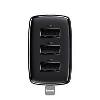 Адаптер мережевий Baseus Compact Charger 3U 17W EU 3USB QC 3.4A (CCXJ020102) (CCXJ020101) black, фото 4