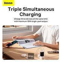 Адаптер мережевий Baseus Compact Charger 3U 17W EU 3USB QC 3.4A (CCXJ020102) (CCXJ020101) black, фото 7