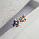 Срібні сережки закрутки позолочені з фіанітами "Флоріс" / Сережки гвоздики, фото 4