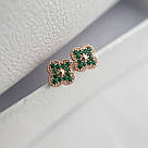 Срібні сережки закрутки позолочені з фіанітами "Флоріс" / Сережки гвоздики, фото 5