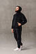 Чоловічий теплий спортивний костюм флісовий чорний однотонний, фото 2