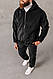 Чоловічий теплий спортивний костюм флісовий чорний однотонний, фото 4