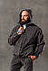 Чоловічий теплий спортивний костюм флісовий чорний однотонний, фото 10