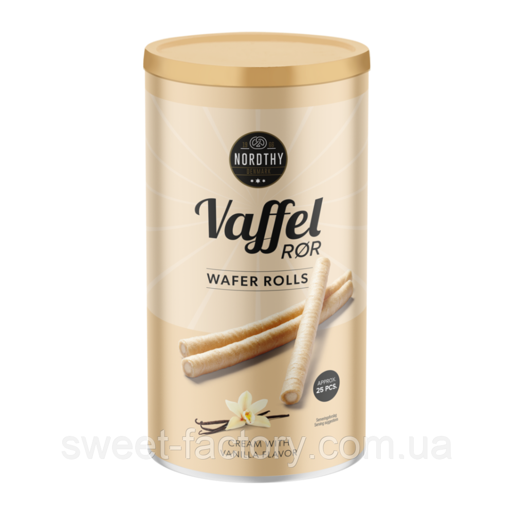 Вафельні трубочки Nordthy Wafer Rolls Vanilla 250g, фото 1