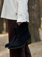 Чорні черевики козаки з натуральної замші
