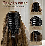 Шиньйон на крабі з утяжкою темно-русявий омбре у світло-русявий 66 см термоволокно хвіст хвилястий, фото 3