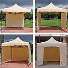 Бічна стінка для намету, суцільне полотно 10,5 м, бежеве, для розсувного намету, фото 4