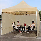 Бічна стінка для намету, суцільне полотно 10,5 м, бежеве, для розсувного намету, фото 9