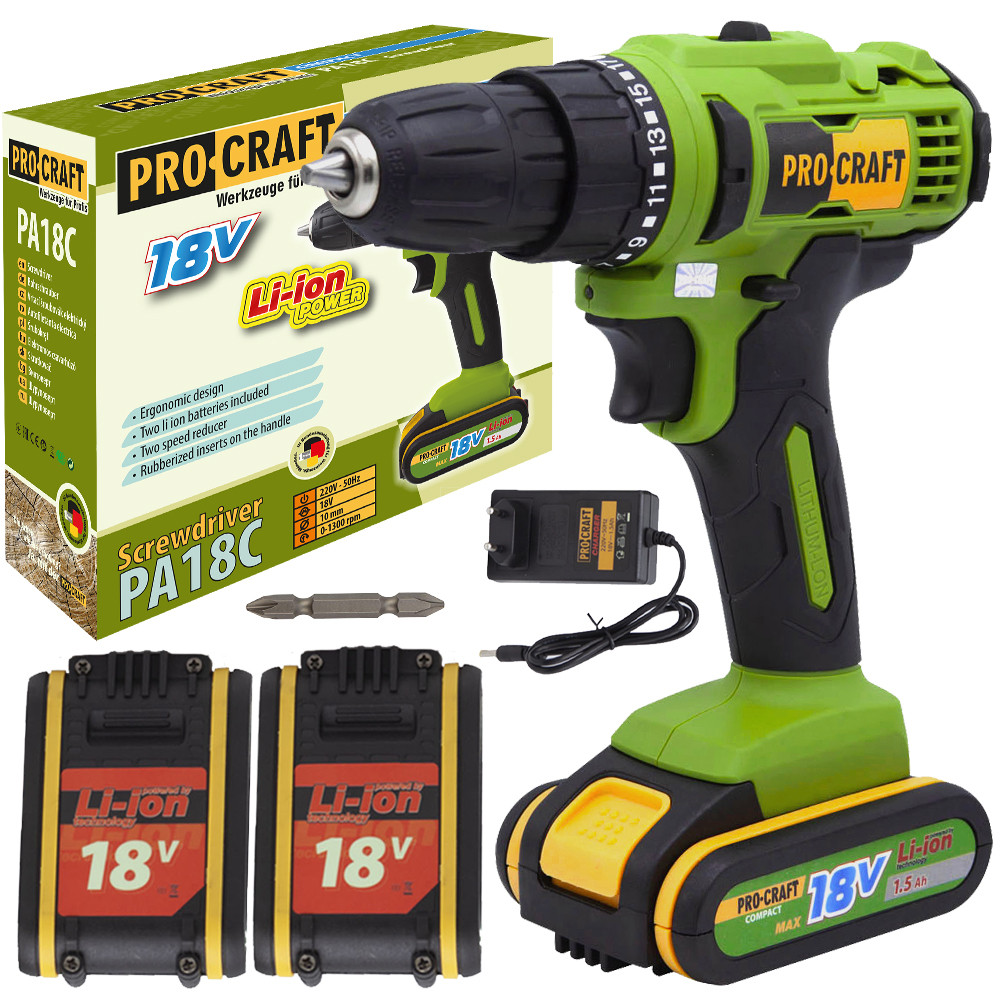 Шуруповерт акумуляторний Procraft PA18C Compact, фото 1